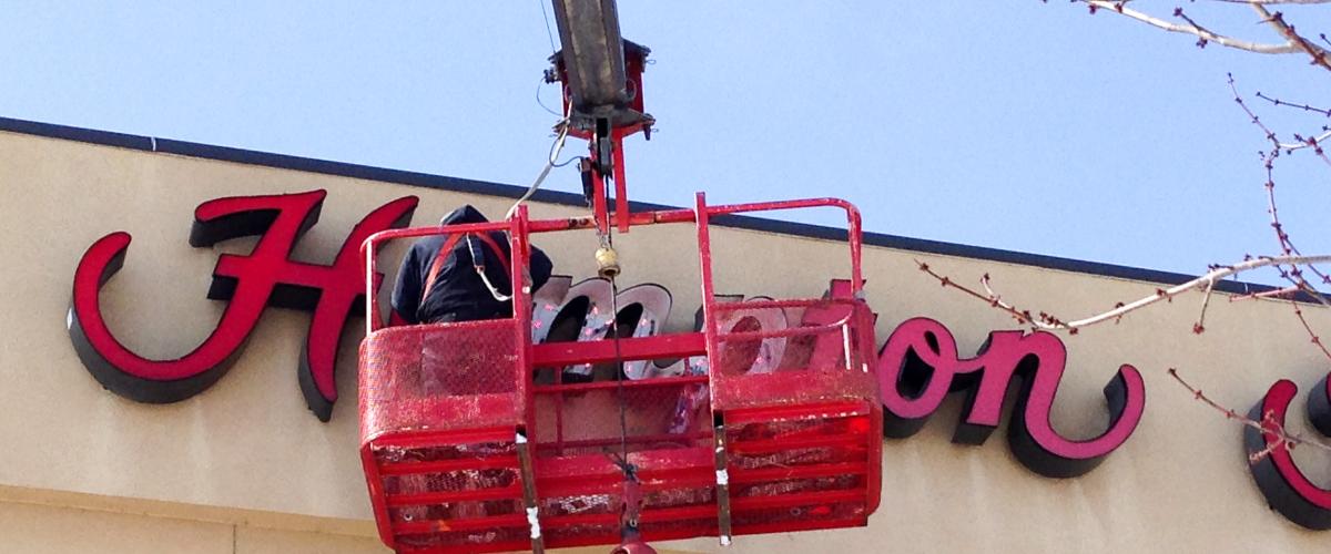 Sign repair Hampton Inn