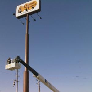 High Rise Sign Installation - Cracker Barrel